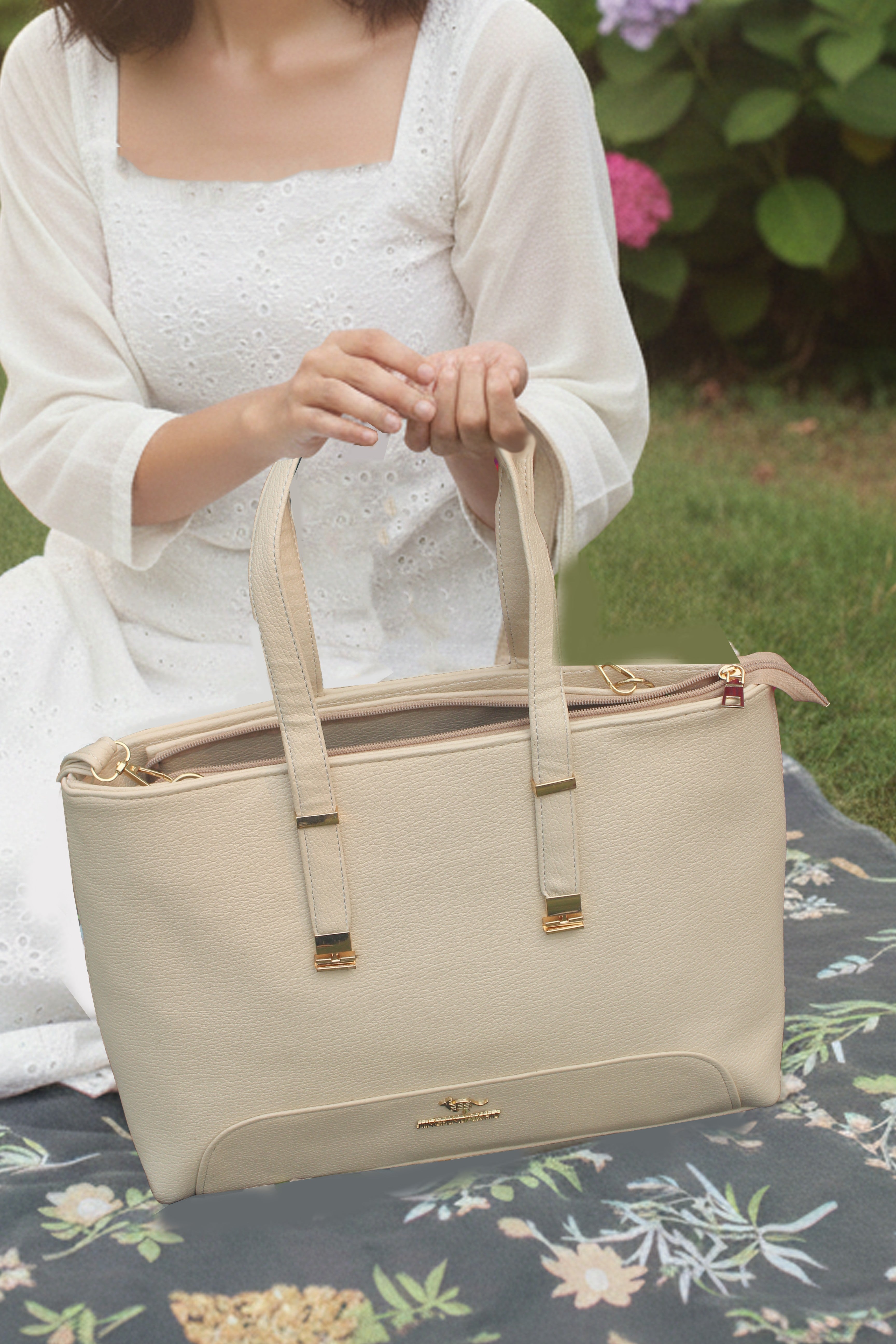 Off White Leather Tote