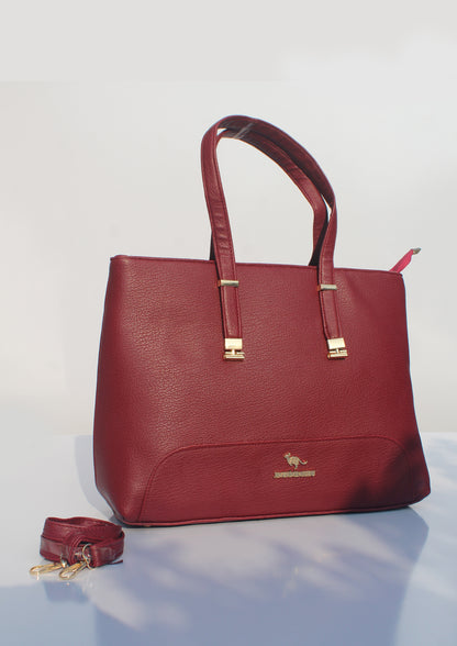 MAROON LEATHER TOTE BAG