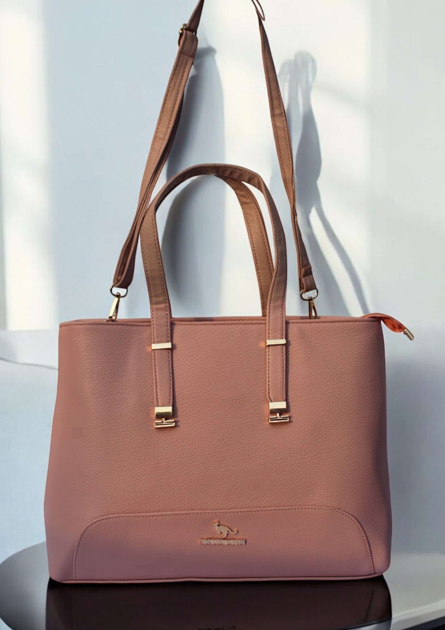 PINK LEATHER TOTE BAG