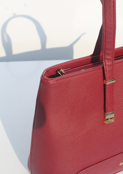 MAROON LEATHER TOTE BAG