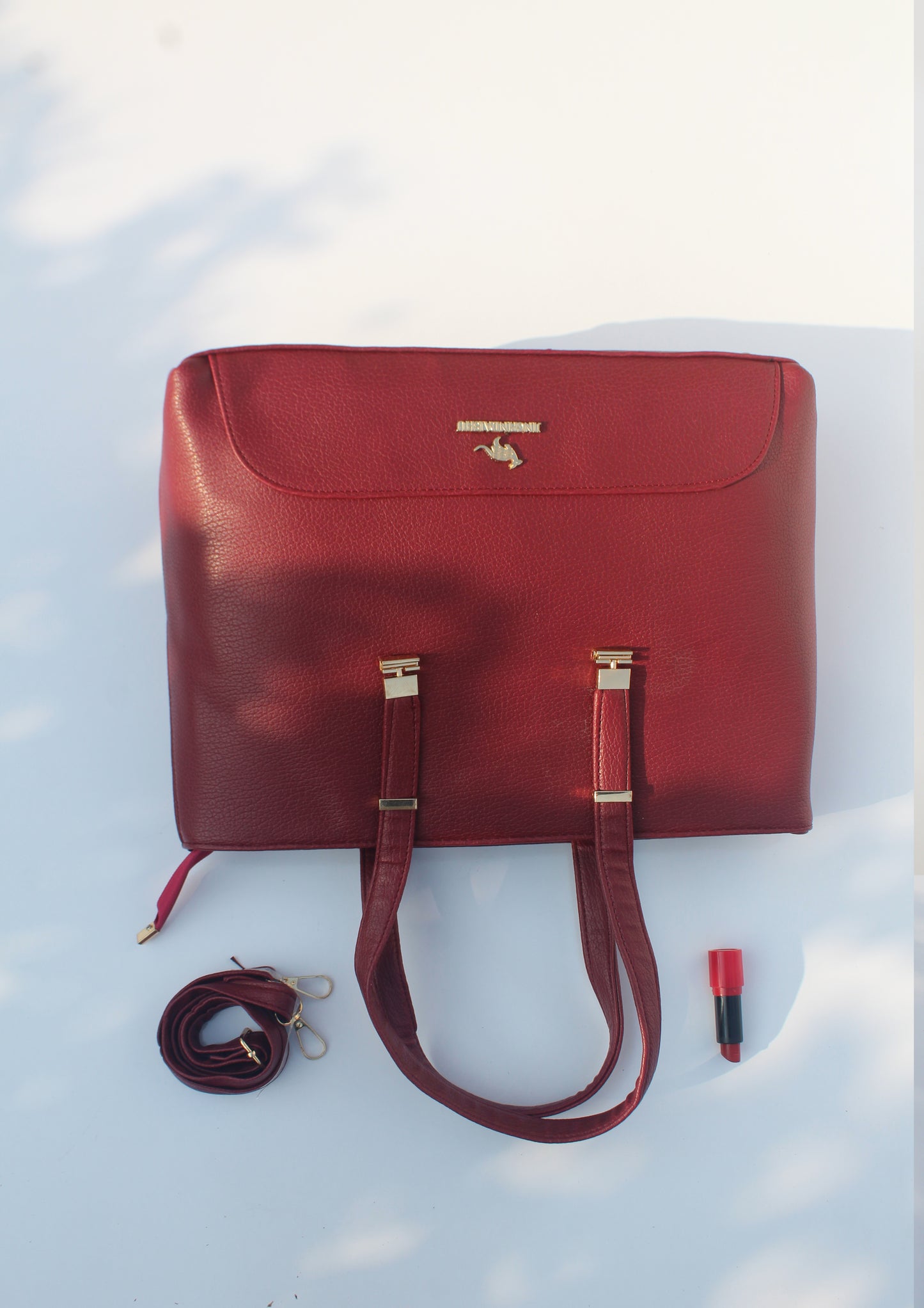 MAROON LEATHER TOTE BAG