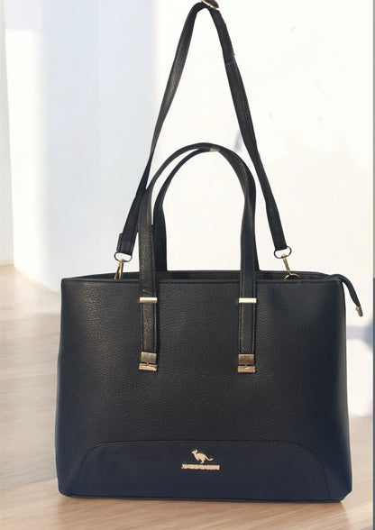 BLACK LEATHER TOTE BAG