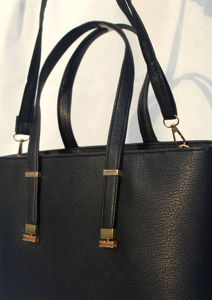 BLACK LEATHER TOTE BAG