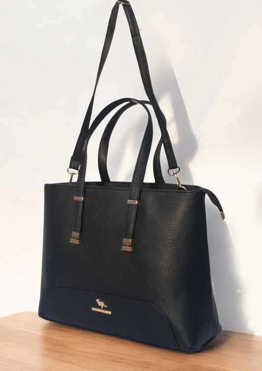 BLACK LEATHER TOTE BAG