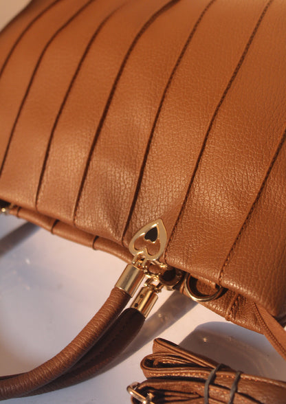 BROWN LEATHER HAND/SHOULDER BAG