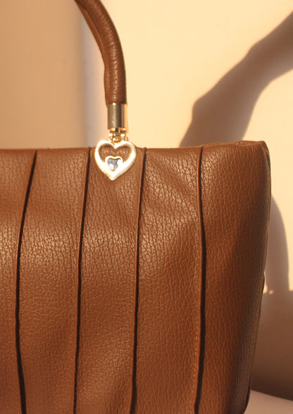 BROWN LEATHER HAND/SHOULDER BAG