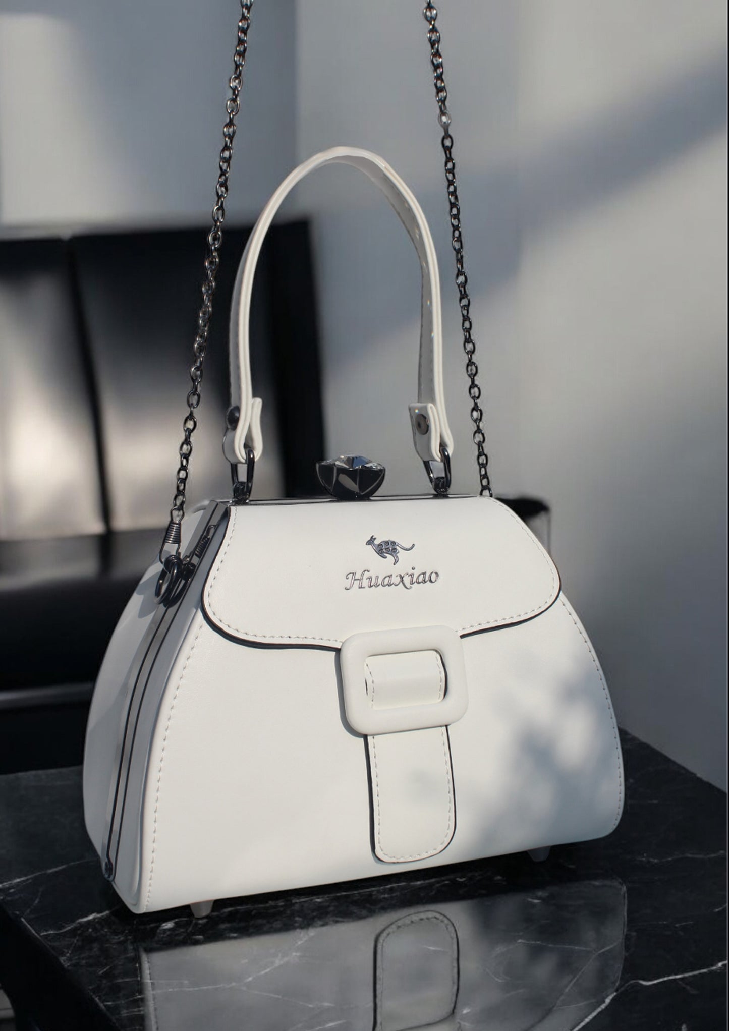 WHITE LUXURY LEATHER CLUTCH